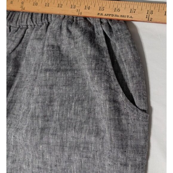 Flax Womens Generous 1G Gray Linen Elastic Waist Cropped Pants Pockets - Picture 11 of 12